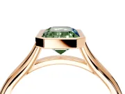 Solitaire Engagement Ring Setting for Fancy Green Emerald Cut Center with V Split Shank and Bezel Head in Rose Gold