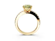 Solitaire Engagement Ring Setting for Fancy Yellow Princess Cut Center with Single Row Accent Band and Prong Head in Yellow Gold