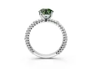 Rope Engagement Ring Setting for Fancy Green Round Cut Center with Accent Shoulders and Prong Head in Sterling Silver