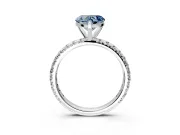 Solitaire Engagement Ring Setting for Fancy Blue Heart-Shaped Center with Shared-Prong Accents and Prong Head in White Gold