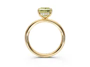 Hidden Halo Engagement Ring Setting for Fancy Yellow Princess Cut Center with Thin Rounded Band and Prong Head in Yellow Gold