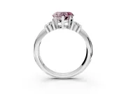Solitaire Engagement Ring Setting for Fancy Pink Heart-Shaped Center with Grooved Bar Accent Band and Prong Head in White Gold
