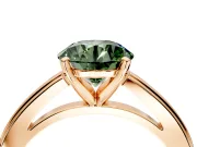 Solitaire Engagement Ring Setting for Fancy Green Round Cut Center with Flat-Sided Plain Band and Prong Head in Rose Gold