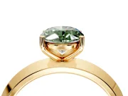 Solitaire Engagement Ring Setting for Fancy Green Oval Center with Wide Knife Ridge Band and Prong Head in Yellow Gold