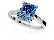 Solitaire Engagement Ring Setting for Fancy Blue Radiant Cut Center with Tapered Shoulders and Prong Head in Platinum