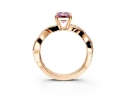 Crossover Engagement Ring Setting for Fancy Pink Emerald Cut Center with Pave and Plain Strands and Prong Head in Rose Gold