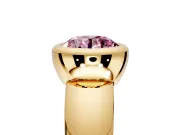 Solitaire Engagement Ring Setting for Fancy Pink Round Cut Center with Wide Band and Bezel Head in Yellow Gold