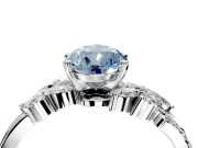 Solitaire Engagement Ring Setting for Fancy Blue Pear-Shaped Center with Marquise Accent Twist Band and Prong Head in White Gold