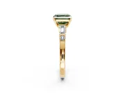 Bar-Set Engagement Ring Setting for Fancy Green Asscher Cut Center with Tapered Baguette Accents and Prong Head in Yellow Gold