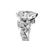 Solitaire Engagement Ring Setting for Pear-Shaped Center with Marquise Accent Twist Band and Prong Head in Sterling Silver