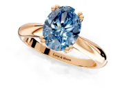 Solitaire Engagement Ring Setting for Fancy Blue Oval Center with Reverse Tapered Band and Prong Head in Rose Gold