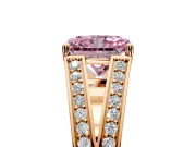 Split Shank Engagement Ring Setting for Fancy Pink Radiant Cut Center with Pave Split Shank and Prong Head in Rose Gold
