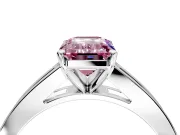 Solitaire Engagement Ring Setting for Fancy Pink Emerald Cut Center with Princess Cut Channel Band and Prong Head in Platinum