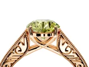 Solitaire Engagement Ring Setting for Fancy Yellow Round Cut Center with Engraved Pave Band and Prong Head in Rose Gold