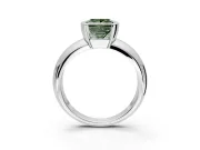 Tension Engagement Ring Setting for Fancy Green Princess Cut Center with Wide Flat Band and Tension Head in Sterling Silver
