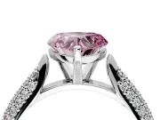 Solitaire Engagement Ring Setting for Fancy Pink Heart-Shaped Center with Multi-Row Accents and Prong Head in Sterling Silver