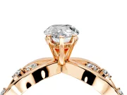 Solitaire Engagement Ring Setting for Pear-Shaped Center with Criss-Cross Accent Band and Prong Head in Rose Gold