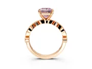 Solitaire Engagement Ring Setting for Fancy Pink Princess Cut Center with Milgrain Bezel Accents and Prong Head in Rose Gold