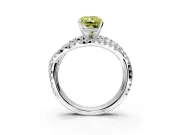 Solitaire Engagement Ring Setting for Fancy Yellow Radiant Cut Center with Woven 3-Strand Pave Band and Prong Head in Platinum