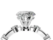 Solitaire Engagement Ring Setting for Heart-Shaped Center with Bezel Station Band and Prong Head in Platinum