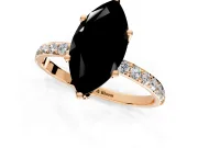 Solitaire Engagement Ring Setting for Fancy Black Marquise Center with Fine Pave Accents and Prong Head in Rose Gold