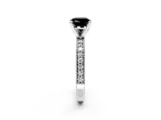 Milgrain Pave Engagement Ring Setting for Fancy Black Cushion Cut Center with Accent Band and Prong Head in Platinum