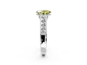Solitaire Engagement Ring Setting for Fancy Yellow Oval Center with Cathedral Channel Band and Prong Head in White Gold