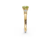 3 Stone Engagement Ring Setting for Fancy Yellow Cushion Cut Center with Wide Plain Band and Prong Head in Yellow Gold