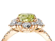 Floral Halo Engagement Ring Setting for Fancy Yellow Cushion Cut Center with Pave Accents and Prong Head in Rose Gold