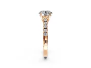 Solitaire Engagement Ring Setting for Round Cut Center with Partway Pave Band and Prong Head in Rose Gold