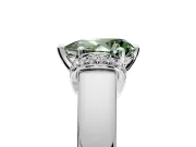 Solitaire Engagement Ring Setting for Fancy Green Pear-Shaped Center with Wide Band, Pave Collar and Prong Head in Platinum