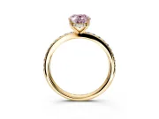Solitaire Engagement Ring Setting for Fancy Pink Oval Center with Fine Pave Band and Prong Head in Yellow Gold