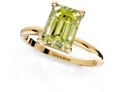 Minimalist Solitaire Engagement Ring Setting for Fancy Yellow Emerald Cut Center with Thin Band and Prong Head in Yellow Gold
