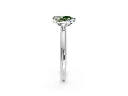 Low-Set Solitaire Engagement Ring Setting for Fancy Green Pear-Shaped Center with Thin Plain Band and Prong Head in White Gold
