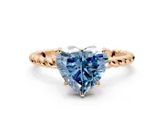 Solitaire Engagement Ring Setting for Fancy Blue Heart-Shaped Center with Plain Twisted Rope Band and Prong Head in Rose Gold