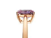 Solitaire Engagement Ring Setting for Fancy Pink Emerald Cut Center with Open Cathedral Shoulders and Prong Head in Rose Gold