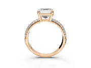 Solitaire Engagement Ring Setting for Asscher Cut Center with Multi-Row Pave Accents and Basket Head in Rose Gold