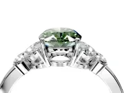 Solitaire Engagement Ring Setting for Fancy Green Oval Center with Marquise Flower Shoulders and Prong Head in White Gold