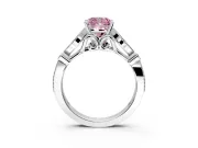 Solitaire Engagement Ring Setting for Fancy Pink Cushion Cut Center with Marquise and Bezel Accents and Prong Head in Platinum