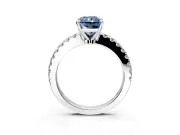Solitaire Engagement Ring Setting for Fancy Blue Radiant Cut Center with Single Row Accent Band and Prong Head in Sterling Silver