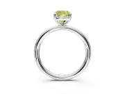 Low-Set Solitaire Engagement Ring Setting for Fancy Yellow Cushion Cut Center with Thin Plain Band and Prong Head in Sterling Silver