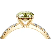 Solitaire Engagement Ring Setting for Fancy Yellow Oval Center with Large Accent Band and Prong Head in Yellow Gold