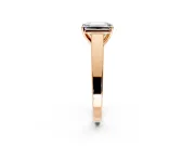 Solitaire Engagement Ring Setting for Emerald Cut Center with Tapered Split Shoulders and Prong Head in Rose Gold