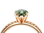 Solitaire Engagement Ring Setting for Fancy Green Pear-Shaped Center with Milgrain X Pattern Band and Prong Head in Rose Gold