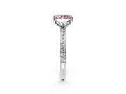 Solitaire Engagement Ring Setting for Fancy Pink Radiant Cut Center with Fine Pave Band and Prong Head in Platinum