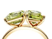 Fancy Yellow Asscher Cut and Emerald Cut Lab-Grown Diamond Toi et Moi Engagement Ring with Prong-Set Stones in Yellow Gold