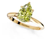 Solitaire Engagement Ring Setting for Fancy Yellow Pear-Shaped Center with Knife Ridge Band and Claw Prong Head in Yellow Gold