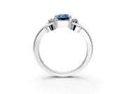 Solitaire Engagement Ring Setting for Fancy Blue Radiant Cut Center with Twisted Band and Scroll Prong Head in Platinum