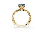 Solitaire Engagement Ring Setting for Fancy Blue Heart-Shaped Center with Marquise Panel Band and Prong Head in Yellow Gold