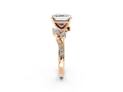 Solitaire Engagement Ring Setting for Asscher Cut Center with Marquise Accent Twist Band and Prong Head in Rose Gold